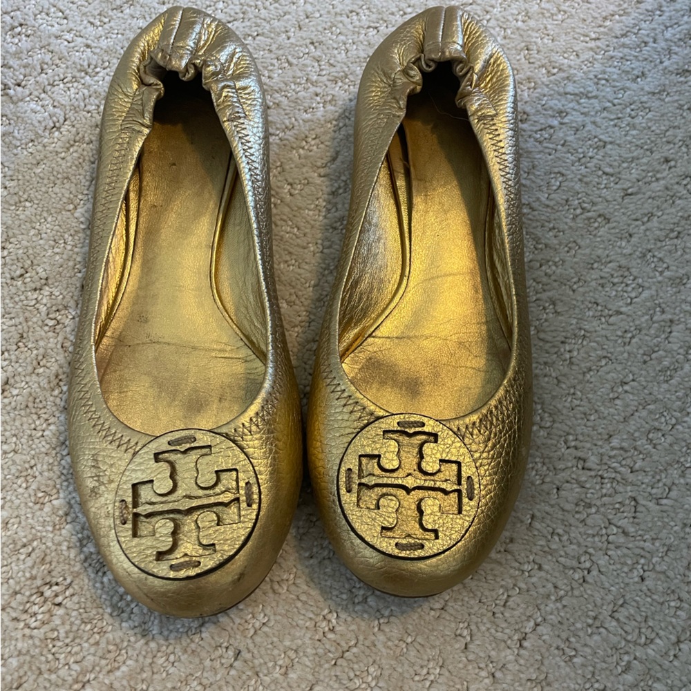 Tory Burch Gold Ballet Flats